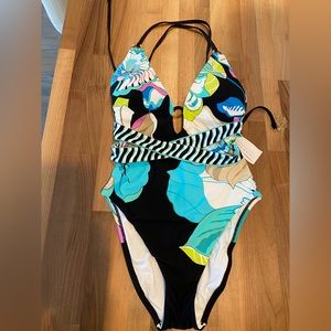 Trina Turk multi-color one piece swimsuit, size 6. NWT